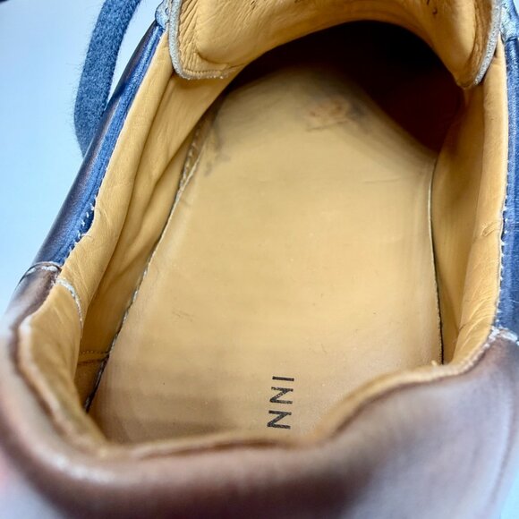 Magnanni "Phoenix” Blue & Brown Luxury Leather Sneakers {Size 12} EUC! MSRP $465 - Picture 14 of 16